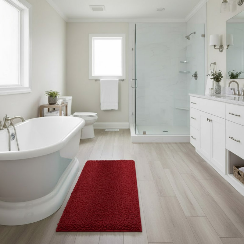 Tapis de bain en chenille 58 x 24 avec envers antidérapant - Mousse à mémoire de forme en chenille absorbante à velours épais