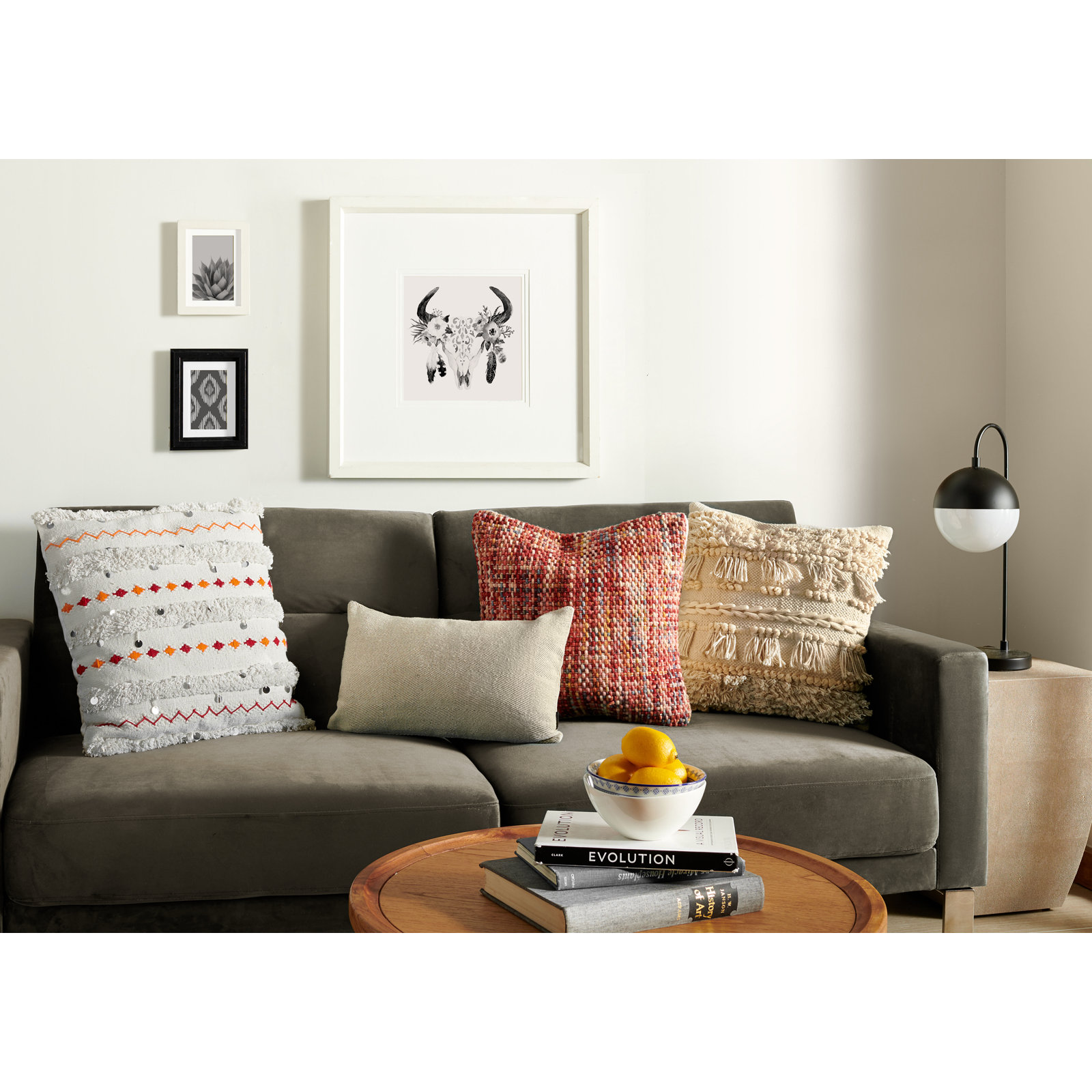 Caines 20" x 20" Wool Throw Pillow, Red/Multi