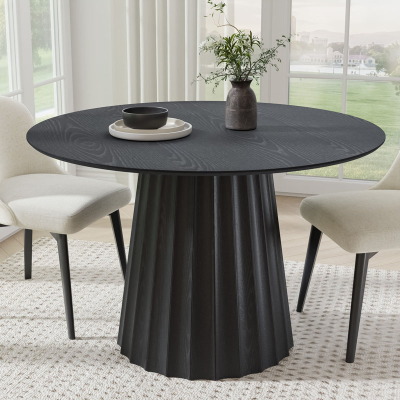 Table de salle à manger en bois massif, Noir, noir, noir, noir, H 30 po x L 46 po x l 46 po