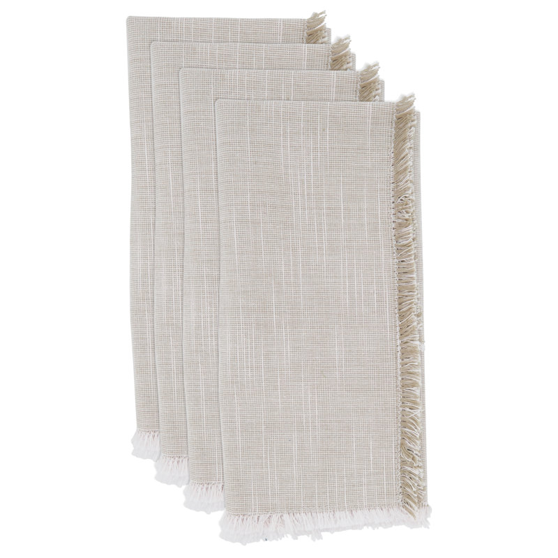 Natural Cotton Napkins with Two-Tone Fringe Design