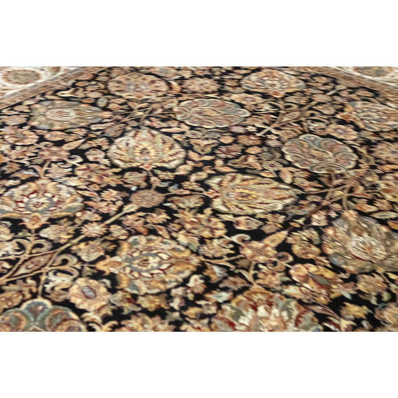 Hand Knotted Wool Area Rug in Black And Beige