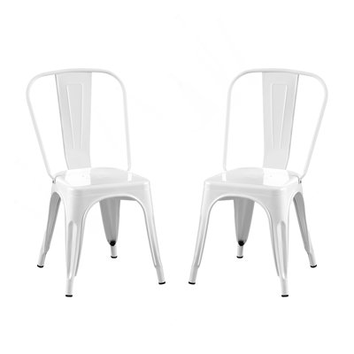 Ensemble de 2 chaises de salle à manger industrielles en métal de 18 pouces de hauteur empilable à l'intérieur, à l'extérieur, légère, facile à nettoyer, facile à assembler et durable