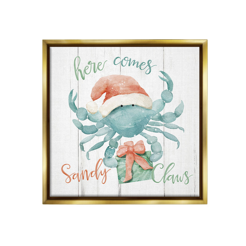 «Nautical Sandy Claws Crab» par Deane Beesley sur, H 25 po x l 25 po, Cadre flottant métallique doré