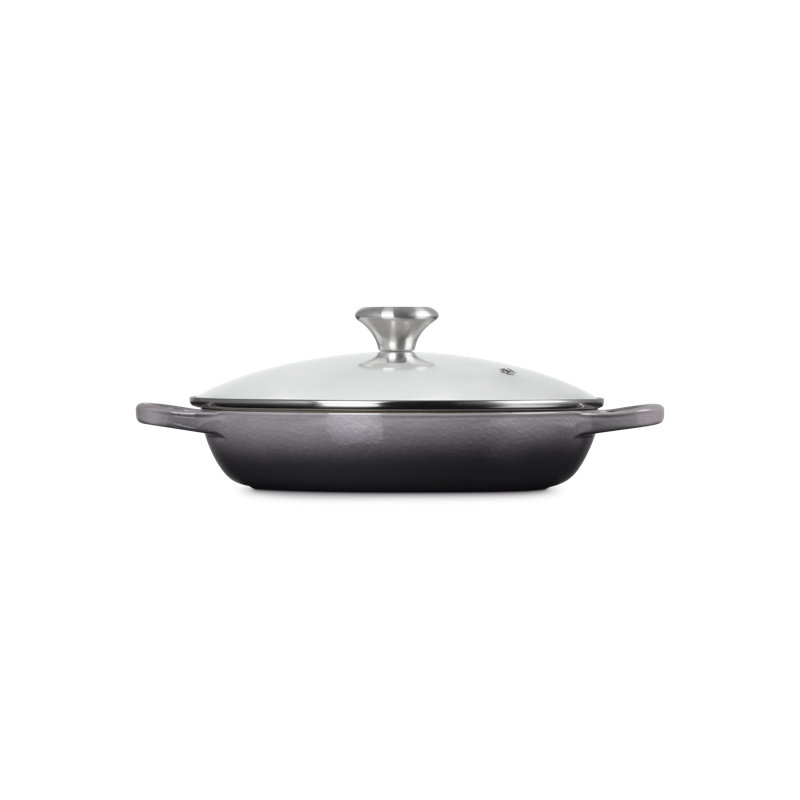 Le Creuset Enameled Cast Iron Signature Round Braiser With Glass Lid, 2.25 Qt., Olive, Oyster