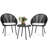 Kulp 3-Piece Patio Bistro Set, Outdoor Conversation Chair Set Balcony with Tempered Glass Coffee Table and Light Gray Cushions, Water-Resistant Woven Rope for Poolside-1947730684