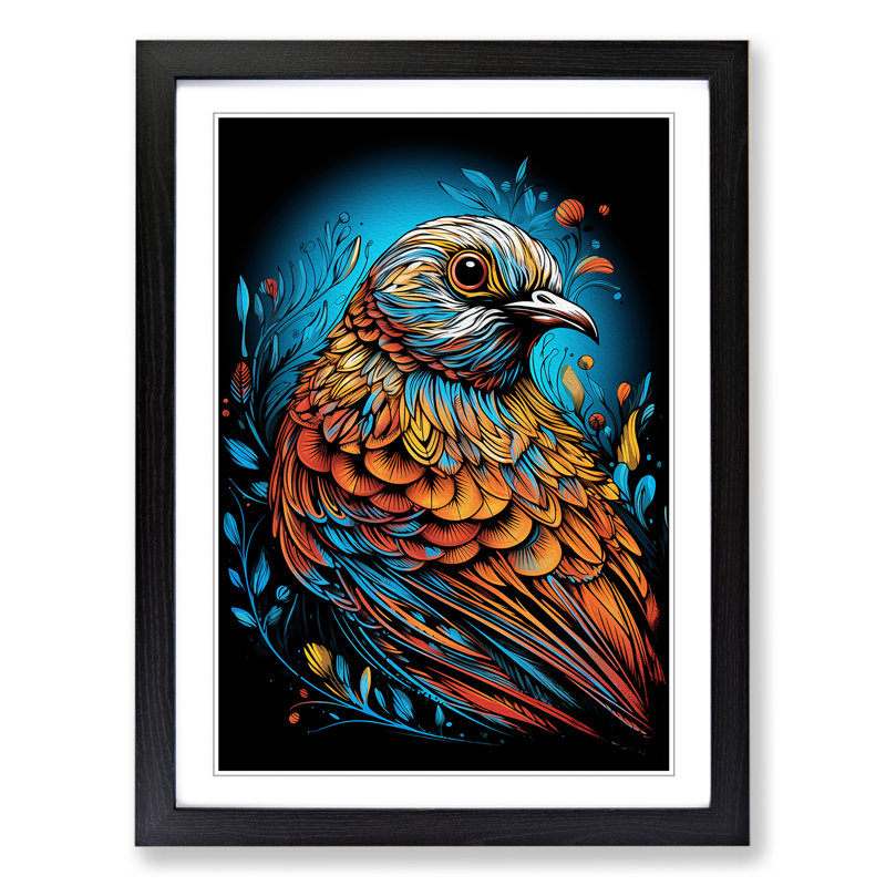Partridge Line - Single Picture Frame Print on Wood, Black Framed, 64cm H x 46cm W x 2" D