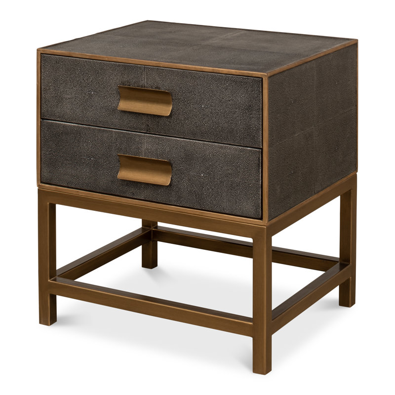 Shagreen 22'' W Solid Wood Nightstand, Antique Gray
