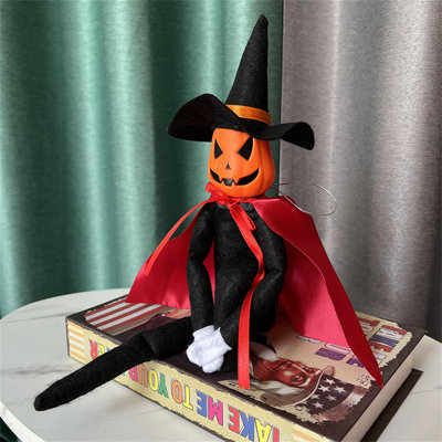 14 Inch Halloween Pumpkin Stuffed Toy,fairys Stuffed Toy, Black Hat, White Gloves, Suit, Halloween Cloak, Holiday, Home Decoration