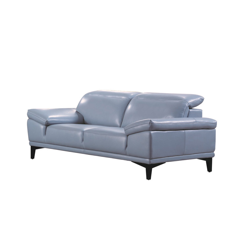 Canapé en cuir Butcombe, H 38 po x l 73 po x P 41 po, Cuir synthétique aqua