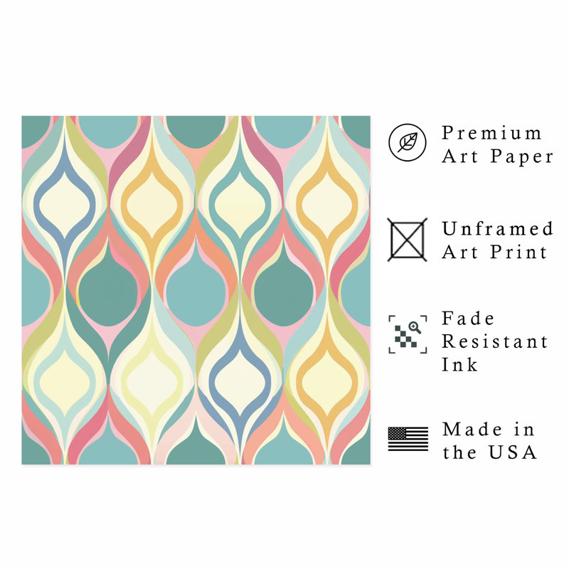 Abstract Retro Groovy 70s Pattern VIII Retro Unframed Art Print, 10" H x 10" W