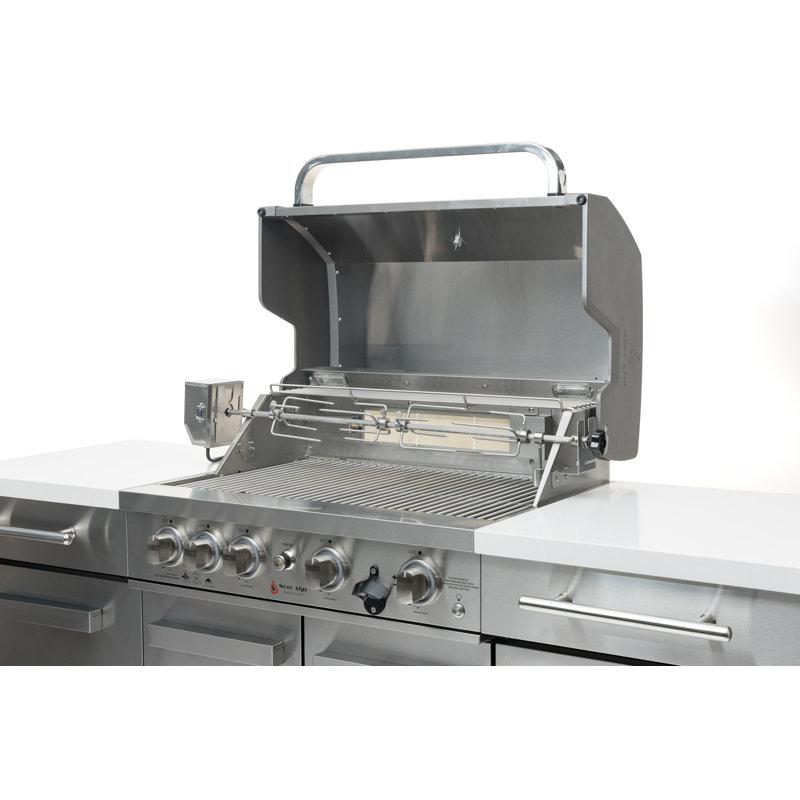 Mont Alpi 5-burner 63000 Btu Stainless Steel Compact Outdoor Kitchen Island Barbecue Gas Grill