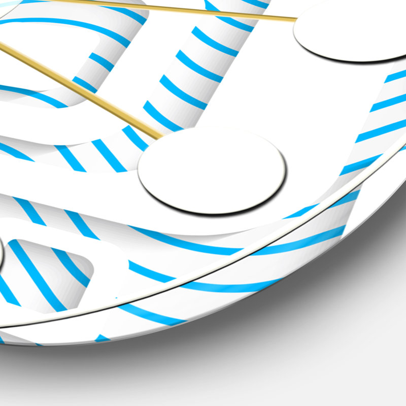 Horloge murale 3D blanche et bleue I - Mid-Century, Moyenne