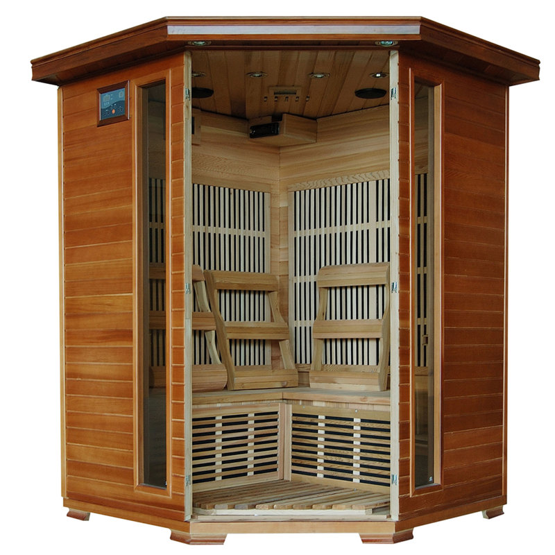 Heatwave 3-Person Cedar Corner Infrared Sauna with 7 Carbon Heaters