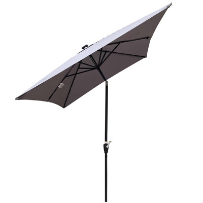 10 X 6.5T Rectangular Patio Solar LED Lighted Outdoor Umbrellas With Crank And Push Button Tilt For Garden Backyard Pool Swimming Pool