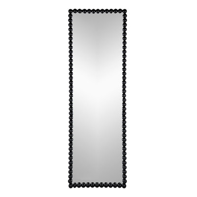 23" X 72" Full Length Mirror With Metal Beaded Frame, Rectangular Oversized Mirror For Living Room Bedroom, Black