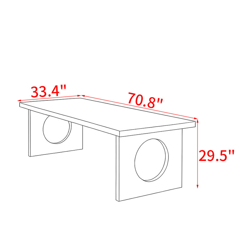 Table de salle à manger de style français tout en bois massif rétro, H 29,5 po x L 70,8 po x l 33,4 po