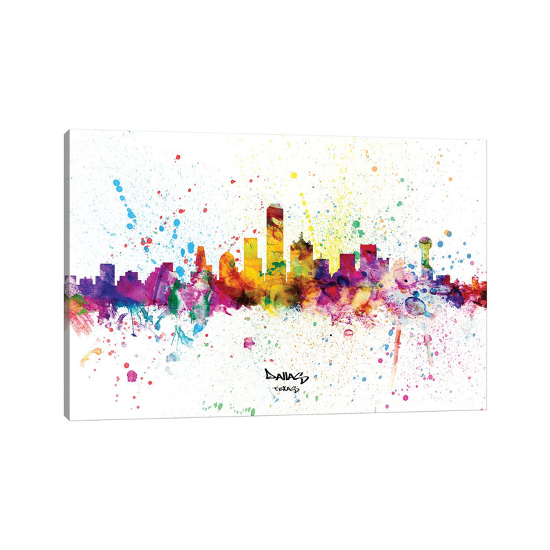 Dallas Texas Skyline Splash by Michael Tompsett - Wrapped Canvas Print, 30.48 cm H x 45.72 cm W
