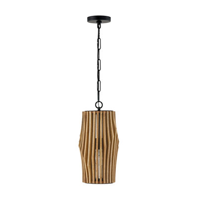 Capital Lighting 1 - Light Cylinder Pendant With Wood Accents