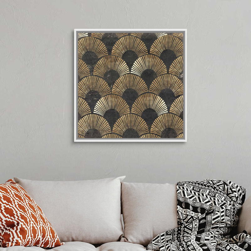 «Golden Art Deco II» par Aimee Wilson, reproduction sur toile, H 32 po x l 32 po, Impression encadrée, Blanc