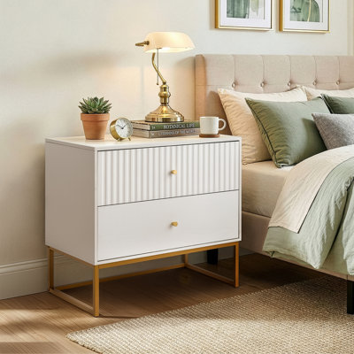 White P2 MDF Brottman Grid Flat 2 Drawers 27.6 Inch
