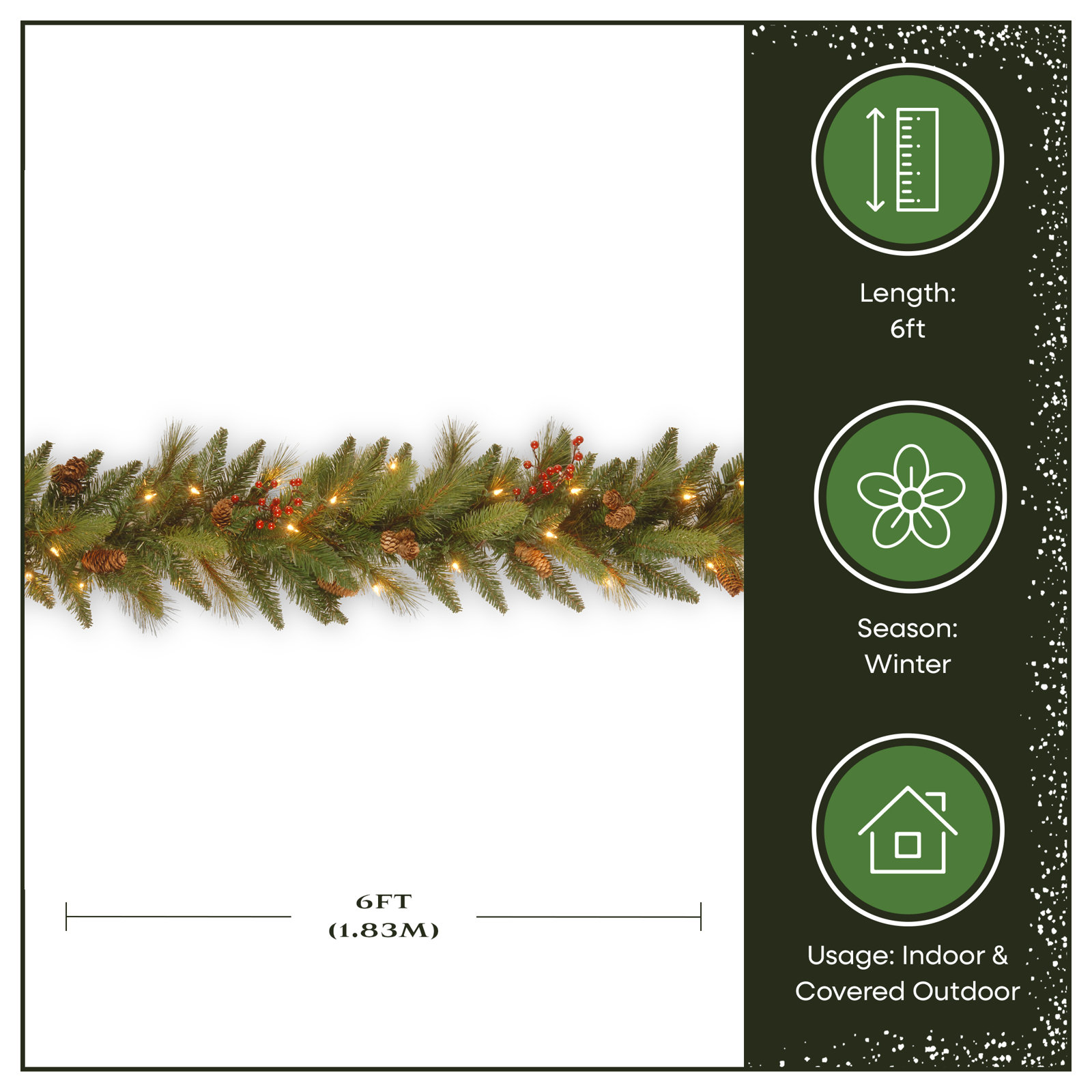 72" Pre-Lit Berry Christmas Garland