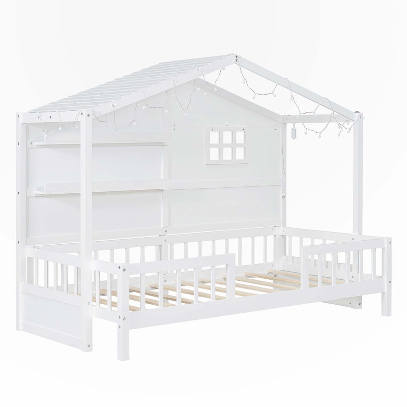 Lit avec rangement ouvert Adetoun, Blanc
