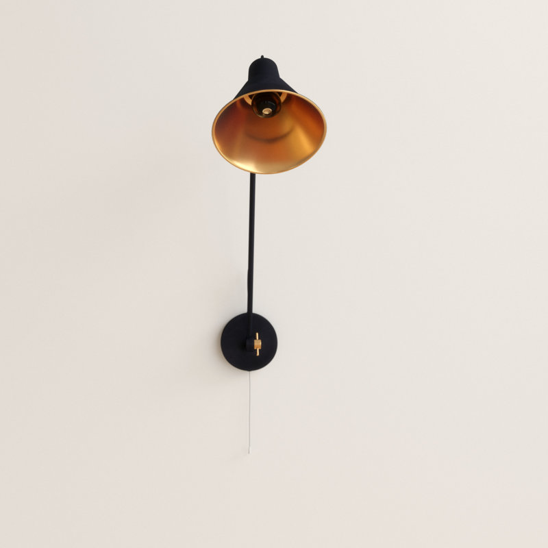 Tutuala Swing Arm Sconce, Matte Black/Gold