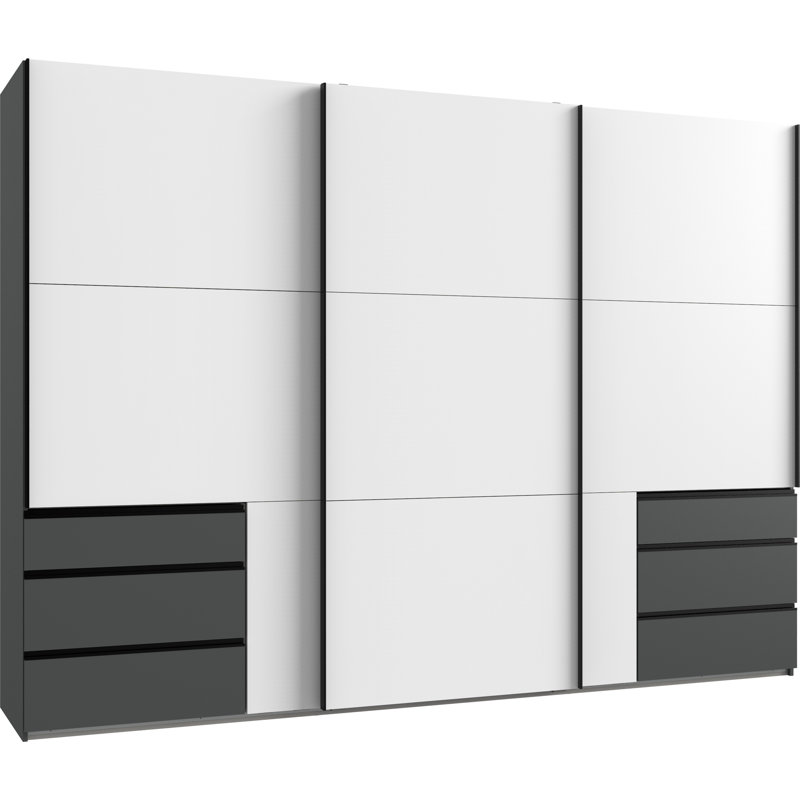 Guardino 3 Door Wardrobe, 216cm H x 300cm W x 65cm D, White/Graphite