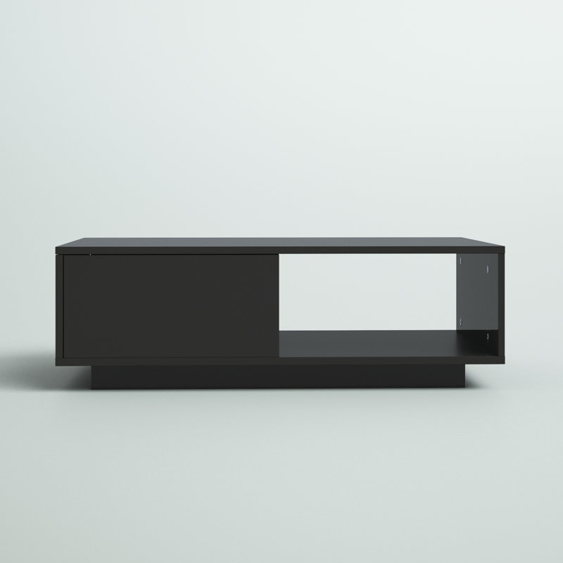 Arabella Block Coffee Table with 2 Drawers, Black