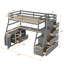 Lit mezzanine avec 7 tiroirs, 2 tablettes et un bureau-486606158