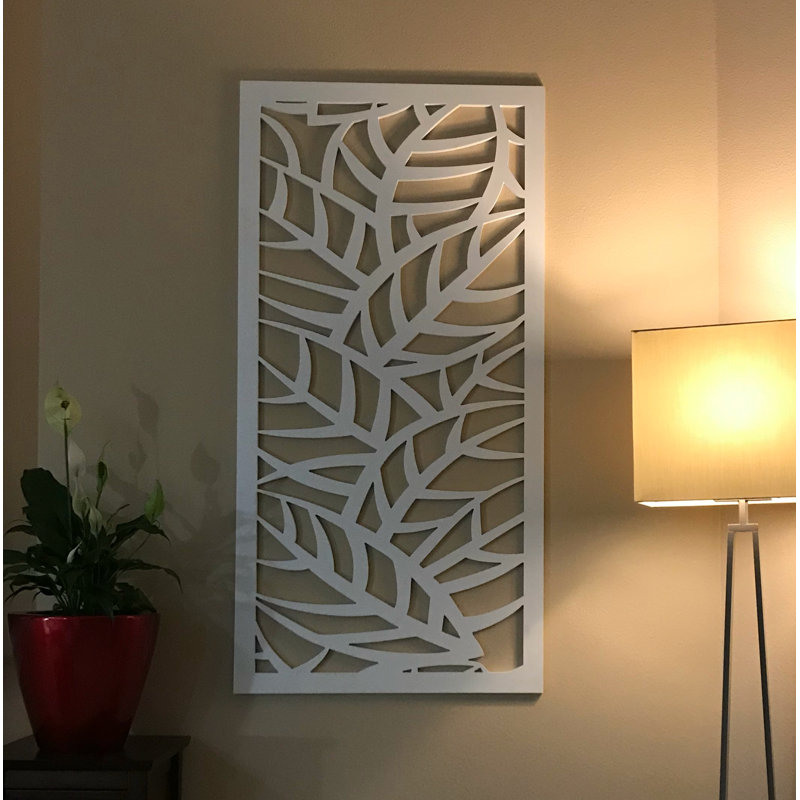 White Leaf Veins PVC Decorative Wall Panel, 48" x 24"