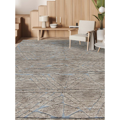 Tapis bleu marocain de haute qualité noué à la main
