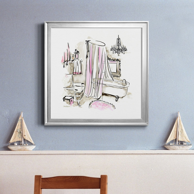 «Pink Opulence I», reproduction d'art sur toile, H 17,5 po x l 17,5 po x P 1,5 po, Toile encadrée argentée