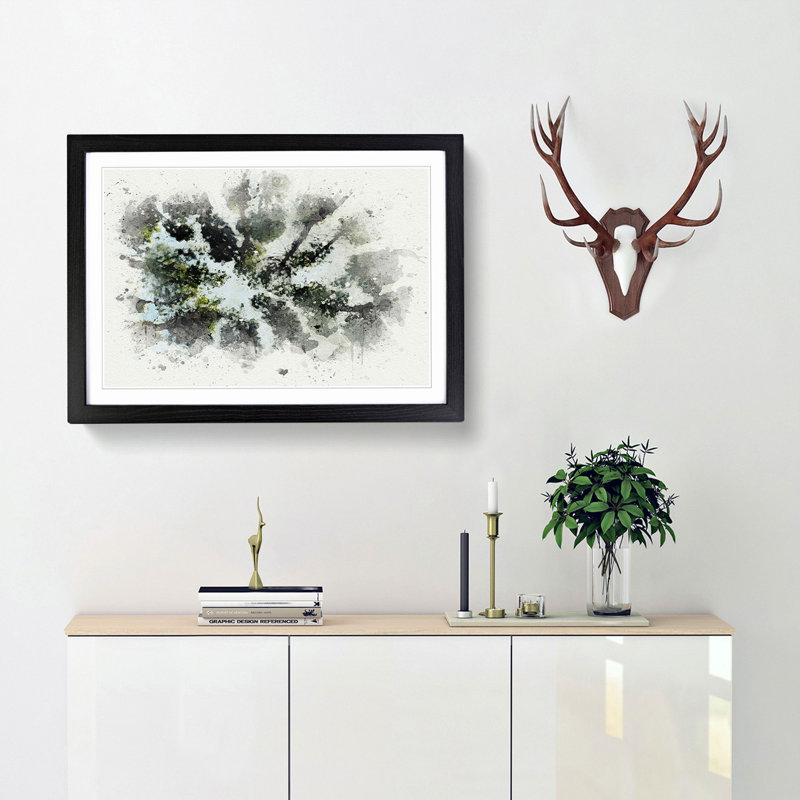 Tree Tops in Abstract - Framed Print, 50cm H x 76cm W x 2cm D, Black