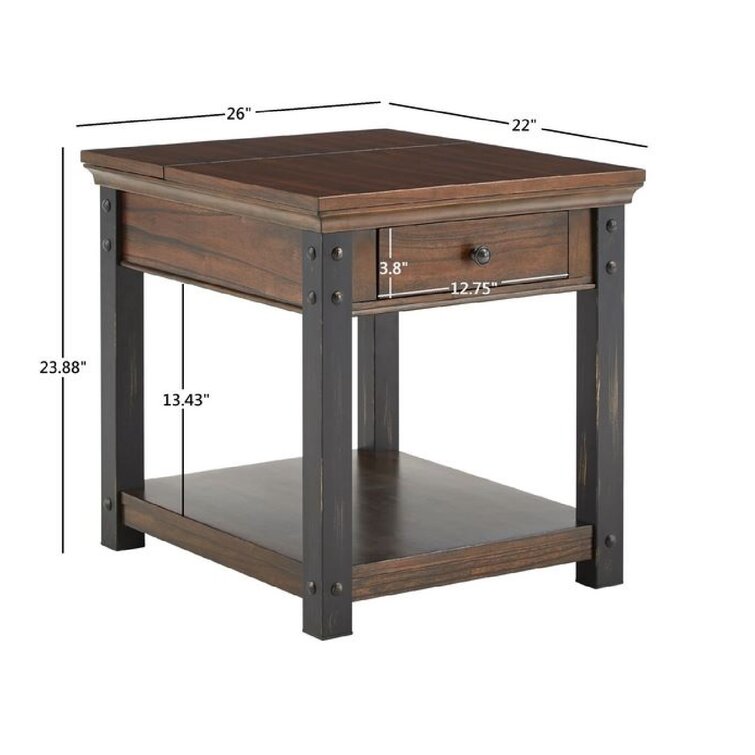 Kennemer End Table with Storage and Built-In Outlets