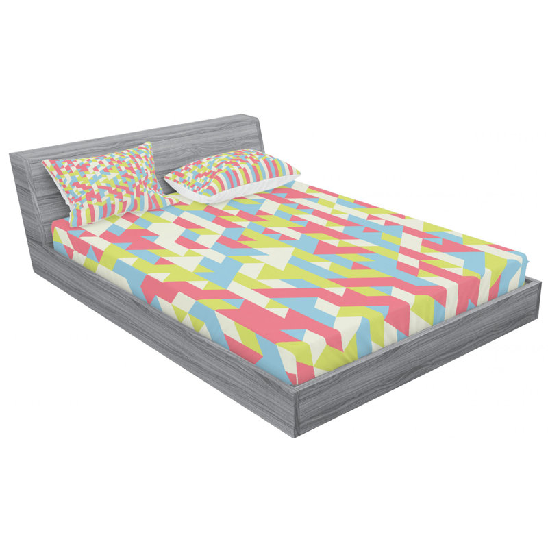 Microfiber Geometric Sheet Set, Full Sheet Set with 2 Pillowcases