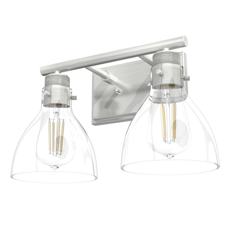 Brushed Nickel Dual Glass Shade Outdoor Vanity Light