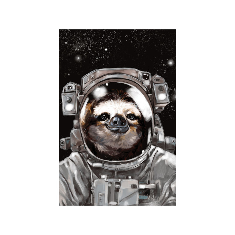 « astronaute sloth selfie », art, Toile tendue, H 12 po x l 8 po x P 0,75 po