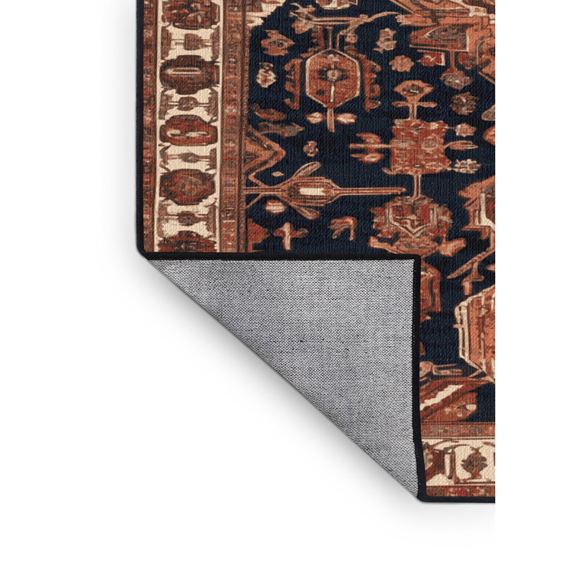 Machine Washable Persian Brown Area Rug, Round 7'