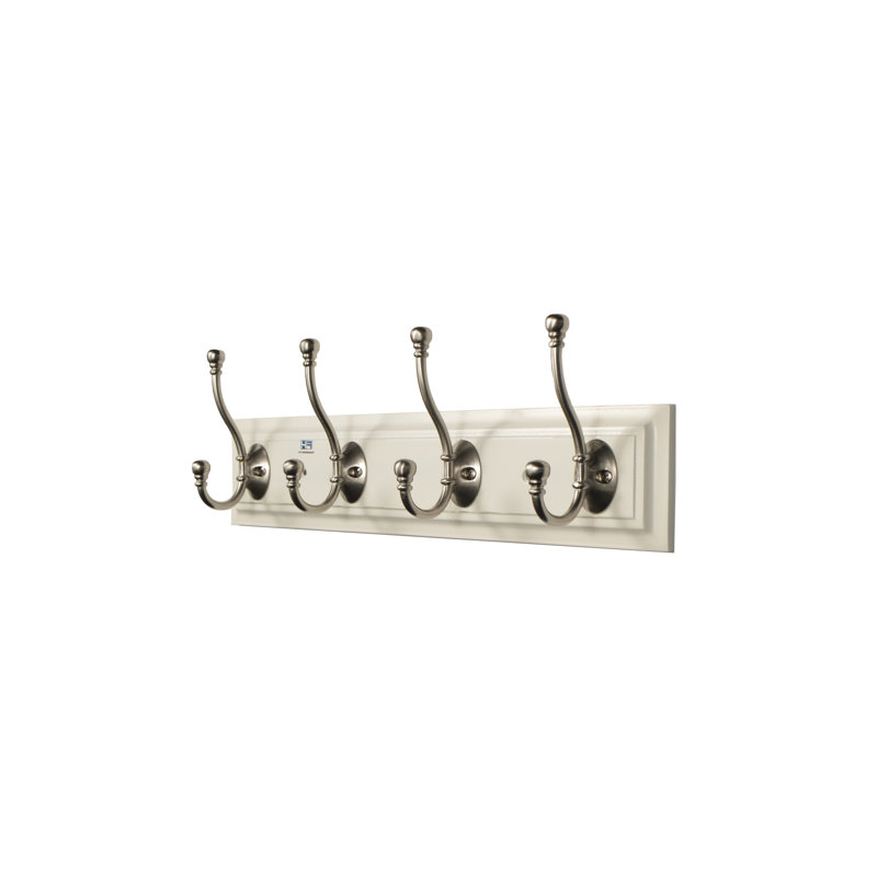 Ruth 18" Wall Mounted Hook Rack with 4 Hooks - White/Silver