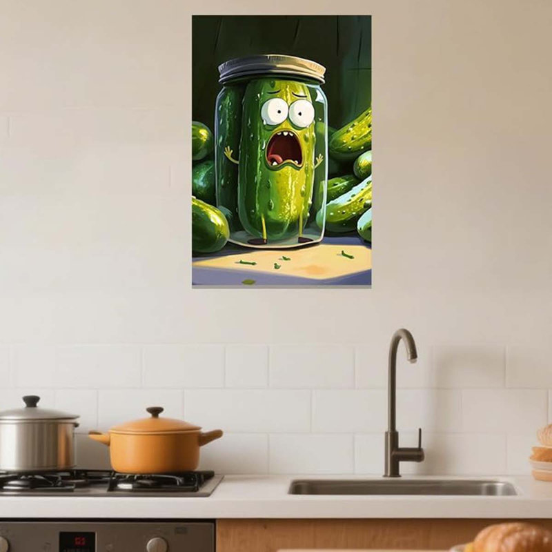 Funny Kitchen Canvas Wall Art Whimsical Food Art Pictures Fruit Vegetable Painting., 60 cm H x 40 cm W