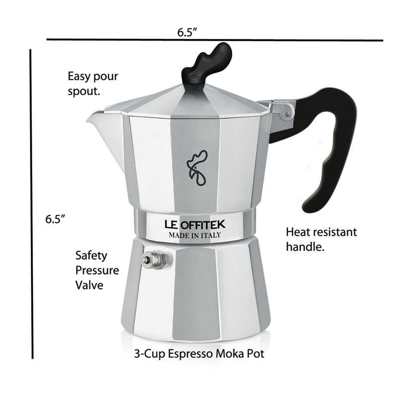 Lorren Home Trends Stovetop Espresso Maker, 3 Shots