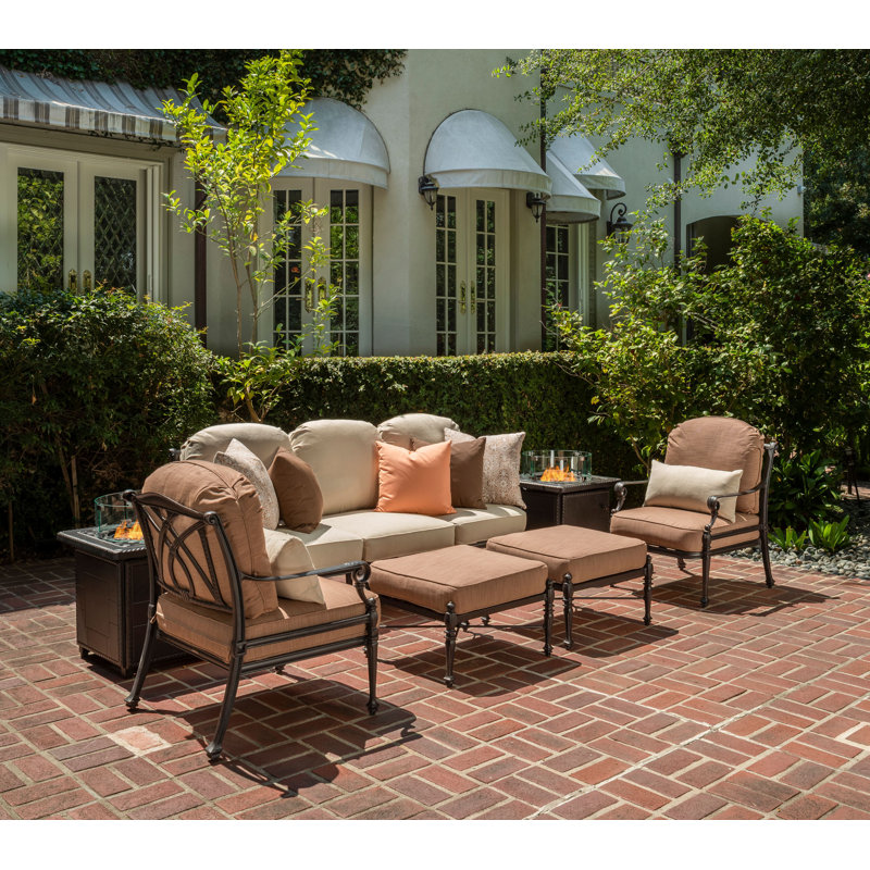 Grand Terrace Ottoman with Sunbrella Cushions, Desert Bronze, Bessemer