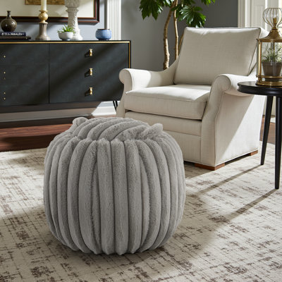Doniphan Plush Furry Channel Fabric Storage Ottoman -