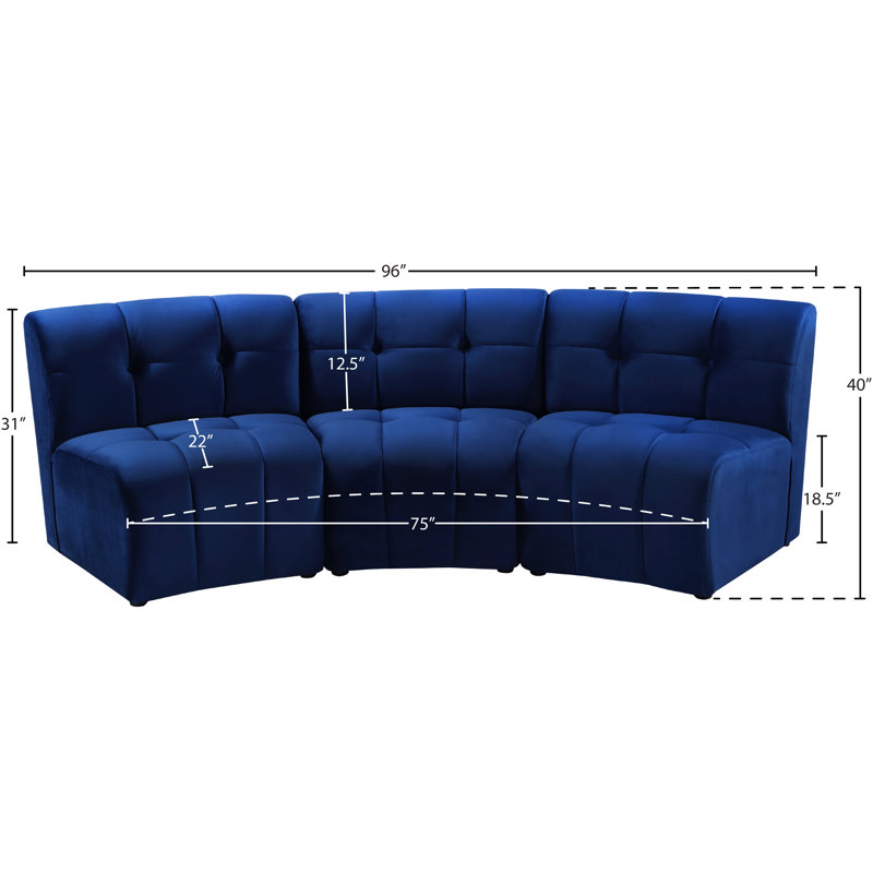 Jedson Velvet Sectional Symmetrical, Navy Velvet