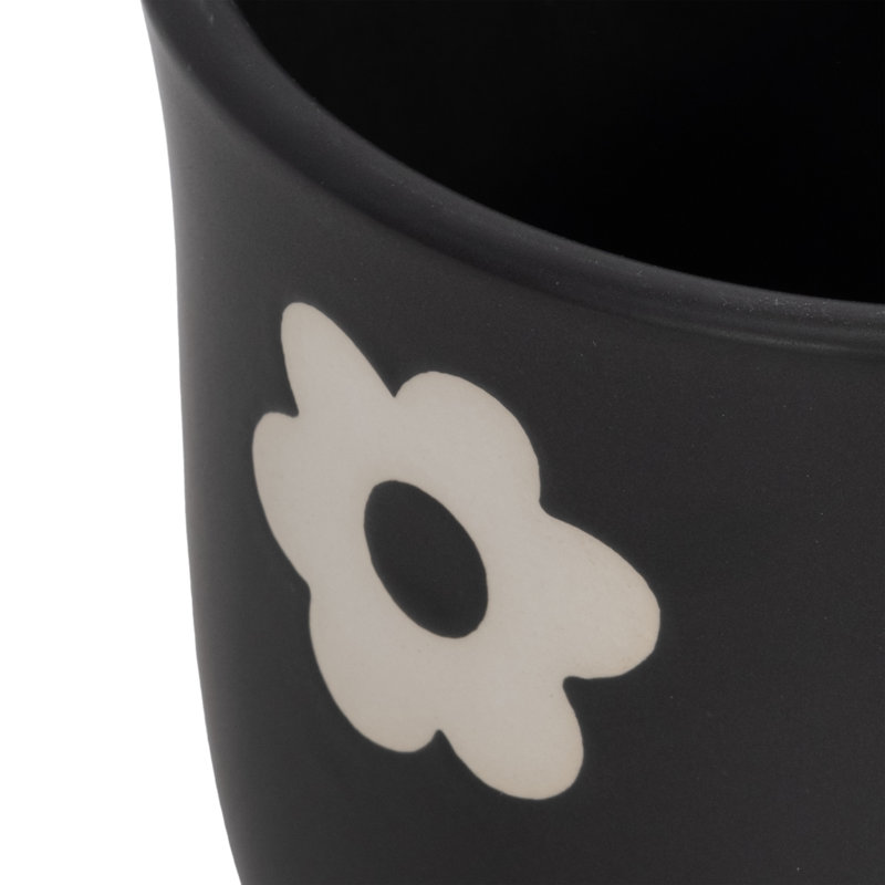 Sagebrook Home 6" Flower Power Planter, Black/White, Black White