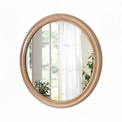 Wooden Farmhouse 27.5"Round Wall Mirror