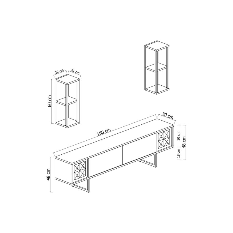Abrigail TV Stand for TVs up to 60", Walnut/Black