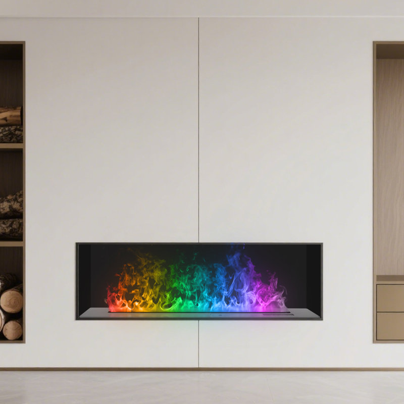  Foyer électrique encastré à vapeur d'eau de 39 pouces, couleur et vitesse de flamme réglables, tactile et télécommande