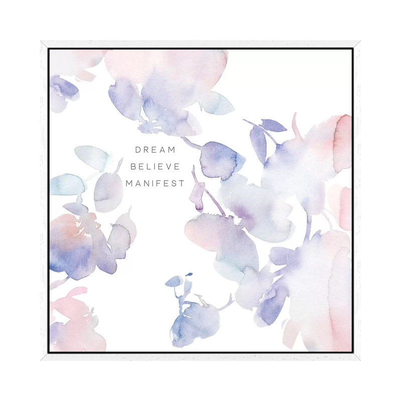 Dream Believe Manifest by Stephanie Ryan - Painting on Canvas, 66.04cm H x 66.04cm W x 3.81cm D, White Floater Framed
